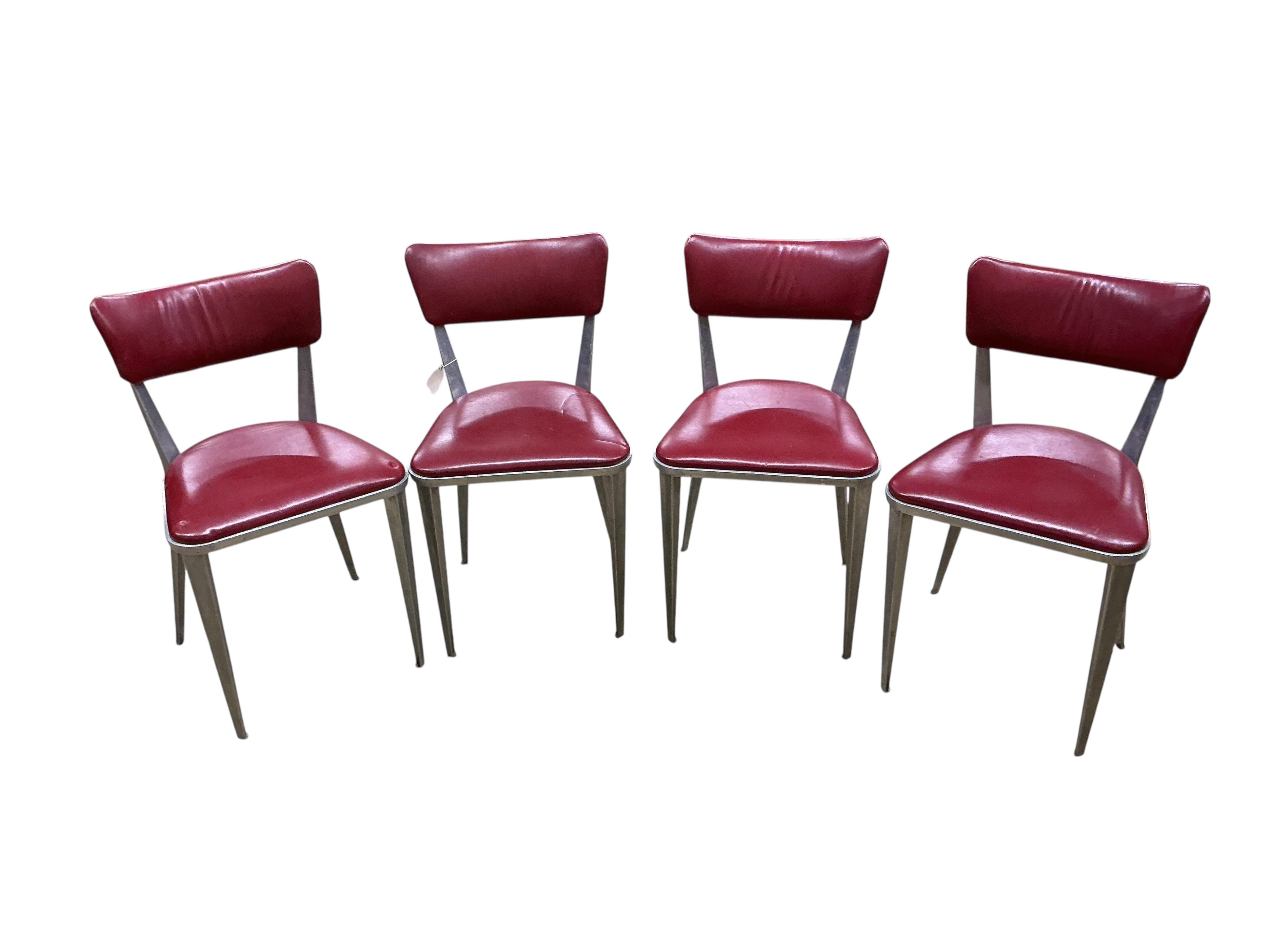 Four 1950's Ernest Race dining chairs, aluminium frames, width 44cm, depth 40cm, height 78cm